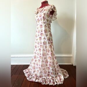 Vintage Prairie Dress, Sylvia Ann, Floral Print, Bohemian Style, 1970s, Small